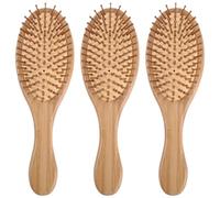 FRCOLOR 3pièces Peigne de Massage du Chevelu Bambou Peigne Ovale à Palette pour Coiffer les Cheveux Léger et Compact