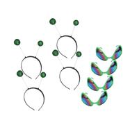 FRCOLOR 4 ensembles Accessoires de Fête Créatifs Serre-tête avec Lunettes Vertes et Décor Soucoupe Flexible pour Carnaval Halloween et Cosplay Couleur Aléatoire Couleur Aléatoire