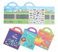 FRCOLOR 4 Ensembles Lot Autocollants Réutilisables DIY pour Garçon Fille Thèmes Animaux Véhicules Dinosaures Espace Éducatif pour Ans Jeu Créatif et Apprentissage Pratique