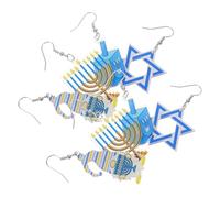 FRCOLOR 4 Paires Boucles Oreilles Décoratives pour Oreilles Pendantes de Fête Hanukkah Motifs et Bougies Accessoires Festifs Élégants pour Toutes Occasions