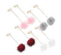 FRCOLOR 4 Paires Boucles Oreilles Pompons pour Créations Élégantes et Colorées Accessoires de Mode pour Fêtes de Design Chat et Détails Soignés