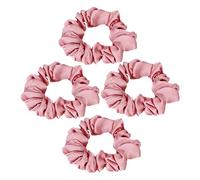 FRCOLOR 4 Pièces Anneau De Cheveux Accessoires Queue De Cheval Bouclé Élastiques Titulaires Bandes à Cheveux Pinces à Cheveux Femmes Tresser Soie Rose