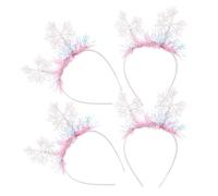 FRCOLOR 4 Pièces Bandeau Flocon de Neige de Noël pour Garçon et Filles, | Décoration Scintillante en Feutre et Guirlande, Ajustement Confortable, Couture Soignée, Fêtes D'hiver