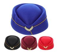 FRCOLOR 4 Pièces Béret de Stewardesse Confortable et Chapeau Dhôtesse pour Costume Femme et Fête Couleurs Noir Rouge et Bleu Royal