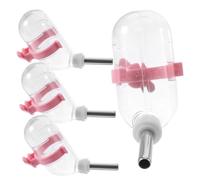 FRCOLOR 4 pièces Biberons Eau Acier Inoxydable pour Hamsters Lot de Rose Distributeurs Automatiques Anti-Fuite pour Petits Animaux Accessoires Faciles à Utiliser pour Cages de Rongeurs