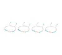 FRCOLOR 4 Pièces Bracelet Tressé Fait Main Blanc Élégant pour Femme pour Anniversaire et Événements