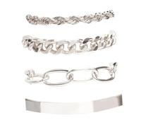 FRCOLOR 4 Pièces Bracelets Argenté Réglables pour Adolescentes Bracelets Empilables Au Style Gothique et Punk
