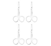 FRCOLOR 4 Pièces Ciseaux à Poils De Nez Tondeuse Nez Et Oreilles Pour Hommes Coupe-oreilles Tondeuse à Sourcils Pour Femme Outil De Mise En Forme De Barbe Acier Inoxydable Silver