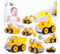 FRCOLOR 4 pièces Construction DIY pour Garçon Fille Modèle Dengin de Chantier à et Démonté Excavatrice Jeu Éducatif de Coordination Manuelle pour Garçons et Filles