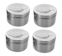 FRCOLOR 4 Pièces Cotton Organizer Stainless Steel Storage Jars with Lid Moisture Resistant Cotton Pads and Swabs Case for Beauty Salon and Home Use