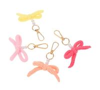 FRCOLOR 4 Pièces Crochet Bowknot Keychain With Pearl Charm Lightweight Car Keys And Bag Pendant Accessories For Women Fun Stylish Decoration In Watermelon