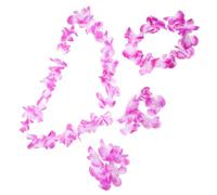 FRCOLOR 4 Pièces Décorations De Fête Tropicales Lei De La Fleur Fournitures De Fête Hawaïenne Collier Hawaïen Pour Femme Décorations De Fleurs Hawaïennes Bandeau Luau Chiffon Violet,mauve