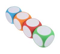 FRCOLOR 4 pièces Dés Mousse Effaçables à Sec Grands Dés Vierges Personnalisables pour Jeux Éducatifs Fêtes Activités Ludiques et Mathématiques Surface Blanche pour Marquage et Dessin