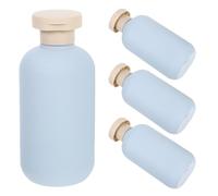 FRCOLOR 4 Pièces Flacon de Shampoing Réutilisable en Plastique Pp 200ml Bleu avec Large Embouchure Facile à Remplir et Nettoyer pour Voyages et Déplacements