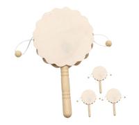 FRCOLOR 4 pièces Hochet Bois Non Peint pour Bricolage Peinture Jouets Apprentissage Coordination Main-cerveau Garçon Fille