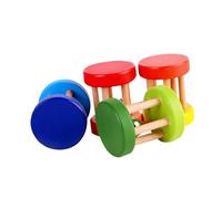 FRCOLOR 4 pièces Jouets Bois pour Éveil Garçon Fille Hochets Éducatifs Colorés Poignée Lisse pour Garçon Fille Garçons et Filles Apprentissage Sensoriel Sûr Couleur Couleur Aléatoire