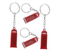 FRCOLOR 4 pièces London Telephone Booth Keychain Set Vintage Zinc Alloy Souvenir Compact And London Keyrings For Travel And British Party Decorations