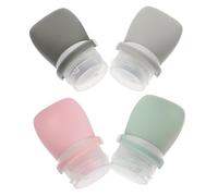 FRCOLOR 4 pièces Lot de Bouteilles de Voyage Silicone Contenants Rechargeables pour Shampooing Lotion et Cosmétiques Kit Pratique avec Sac de Rangement EVA pour Valise