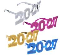 FRCOLOR 4 Pièces Lunettes de Fête en PC à Paillettes 2027 | Décor Festif Léger et Robuste, Quatre Couleurs, Accessoire Nouvel An et Remise des Diplômes