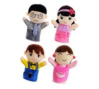 FRCOLOR 4 pièces Marionnettes à Main Famille Jouets Interactifs Doux Marionnettes Colorées pour Conte et Jeu Garçon Fille