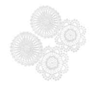 FRCOLOR 4 pièces Miniature Hollow Lace Table Mats for Dollhouse Kitchen Decor Victorian Style Crochet Mini Tablecloths for Bjd Dolls and Fairy House Accessories