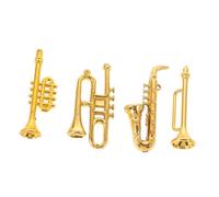 FRCOLOR 4 pièces Miniature Instruments Plastique pour Maison de Poupée Décor Micro Paysage Modèle Saxophone Trompette Cornet et Euphonium pour Accessoires de Photographie
