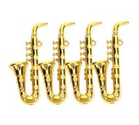 FRCOLOR 4 pièces Miniature Saxophone Model Set Small Simulated Musical Instrument Ornament for Doll House Décor Plastic Mini Saxophone for Music Lovers and Tabletop Decoration
