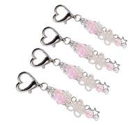 FRCOLOR 4 pièces Phone Charm Lanyard With Heart Clasp And Imitation Pearl Bowknot Pendant Mobile Phone Pendant Strap For Practical Antiloss Accessory Purse And Camera