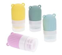 FRCOLOR 4 pièces Set de Bouteilles de Voyage Rechargeables Silicone Flacons Souples pour Produits de Toilette Faciles à Remplir et Nettoyer Couleurs Attrayantes pour Usage Portable
