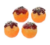 FRCOLOR 4 Pièces Takoyaki Simulation PVC Food Toy Realistic Japanese Snack Model for Pretend Cooking Learning Home Kitchen and Party Decoration