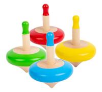 FRCOLOR 4 pièces Toupies Bois Colorées pour Garçon Fille Ensemble de Jouets Éducatifs Interactifs Toupies Amusantes Bois pour Développement Coordination Compétences Motrices Jouets de