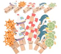 FRCOLOR 40pcs Mini Pinces à Linge en Bois Thème Voile, Clips Photo Stables et Polyvalents pour Décorer Arrière-Plans et Ornements Nautiques