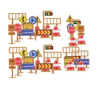 FRCOLOR 45 Pièces Miniature Traffic Signs Playset for Plastic Roadblocks Barricades Educational Toys for Traffic Safety Learning and Creative Exploration