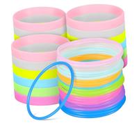 FRCOLOR 48 pièces Bracelets Silicone Lumineux Larges et Ronds Mix Couleurs Bracelets Fluorescents Confortables et Résistants pour Courses Nocturnes et Fêtes