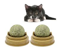 FRCOLOR 4pcs Balle à Lécher pour Chat en Plastique Vert Herbe à Chat Naturelle, Adhésif pour Stimuler la Digestion, Fournitures pour Animaux
