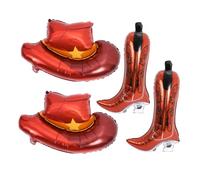 FRCOLOR 4pièces Ballons De Cow-boy Aluminium Avec Chapeau Pour Décoration De Fête Western Et Anniversaire