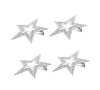 FRCOLOR 4pièces Lot de Broches Étoiles Alliage de Zinc et Strass Ajourées pour Smoking Robe Châle Costume de Mariage ou Soirée