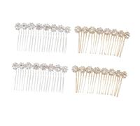 FRCOLOR 4pièces Lot de Peignes Cheveux Mariage avec Strass et Fleurs Accessoires Coiffure Demoiselles Honneur