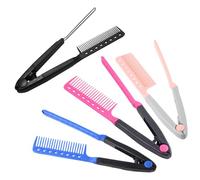 FRCOLOR 4pièces Peigne Lisseur Plat Forme V Lot de Brosse Lissante Pliable à Ressort pour Cheveux Femme Coiffage Rapide