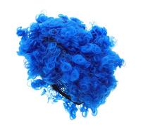 FRCOLOR 4pièces Perruque de Clown Bleue Bouclée Perruque Afro Courte Disco Accessoire de Déguisement pour Soirée Carnaval Halloween