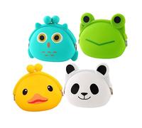 FRCOLOR 4Pièces Sac de Silicone Cartoon pour Garçon Fille et Durable pour Coins et Accessoires Style Aléatoire