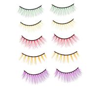 FRCOLOR 5 de Faux Cils Colorés Naturels pour Cosplay Extensions de Cils Réutilisables pour Fêtes et Événements Look Élégant