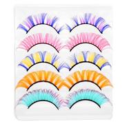 FRCOLOR 5 Paires faux cils colorés Se maquiller embrasser les cils grappes de cils rose duveteux outils de maquillage pour femmes accessoires de maquillage kit de faux cils Imitation