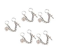 FRCOLOR 5 Pièces anneau de chaîne pendentif croix décor de bague chaîne bague transversale bijoux bague Anneau de doigt bague délicate bagues esthétiques bague personnalisée alliage Black