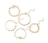 FRCOLOR 5 Pièces Bracelet Réglables Empilables Chaîne Bijoux pour Poignet avec Pendentifs Cœur et Étoile pour Occasions Spéciales et Usage