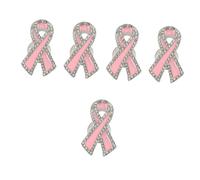 FRCOLOR 5 Pièces Broche Du Ruban Rouge En Diamant Complet Épingle Oh Rose Mémorial Couleur Décorations Mots Conscience Revers Broche Design Ruban Vêtements s Alliage