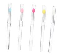 FRCOLOR 5 Pièces Brosse à tête ronde à tige transparente Accessoire de maquillage pinceau à lèvres pour rouge à lèvres applicateur de fard à paupières en silicone Gel de silice