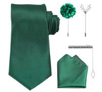 FRCOLOR 5 Pièces Cravate et Pochette pour Homme avec Épingle de Revers et Pince à Cravate Ensemble et Boutonnière pour Événements Formels
