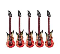FRCOLOR 5 pièces Guitares Gonflables Jouets Musique PVC avec Design Flamme Instruments de Fête Rock pour Garçon Fille Décorations de Carnaval Années et Accessoires de Fête Rock et Roll