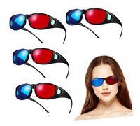 FRCOLOR 5 pièces Lunettes Rouge et Bleu Anaglyphes pour Films Tv Jeux Visionnage Immersif sans Batterie Plastique